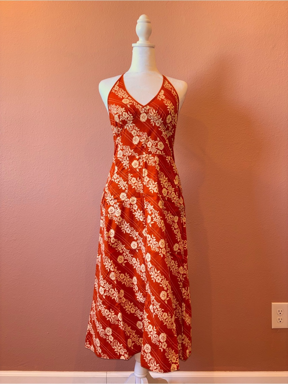 H&M Divided Tropical Halter Midi Dress size 6